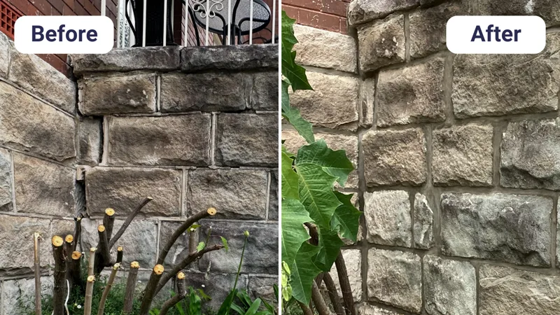Structural wall crack repair before and after