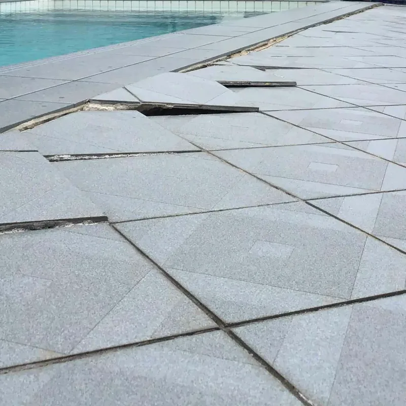Breadbeach pool side before Geopoly was injected