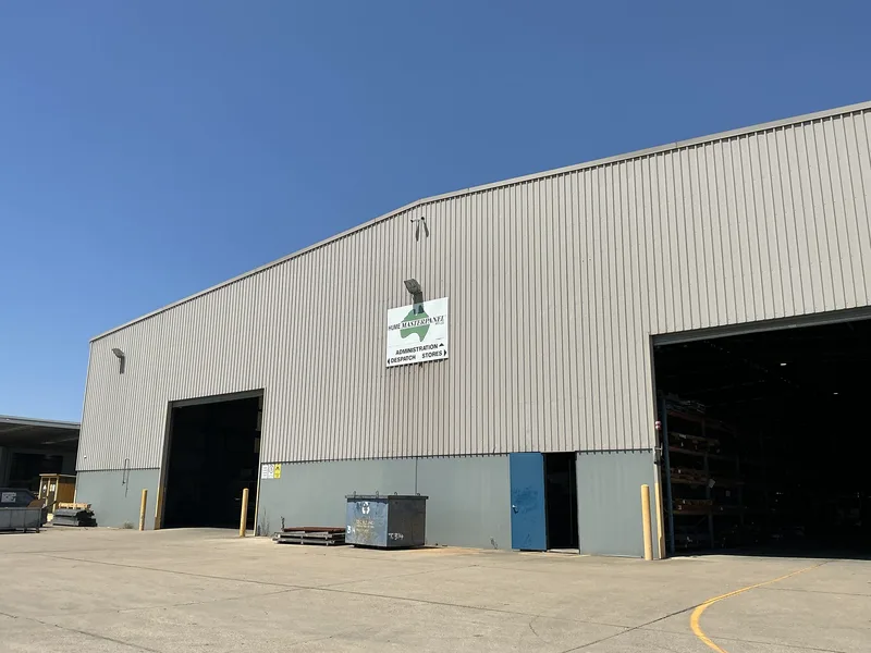 Hume Masterpanel warehouse frontage at Bundamba, QLD, before concrete relevelling of the hardstand yard