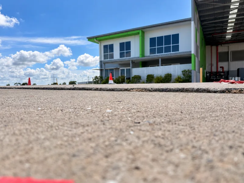Before: sunken slab edge on the Bundamba yard in front of the Hume Masterpanel office