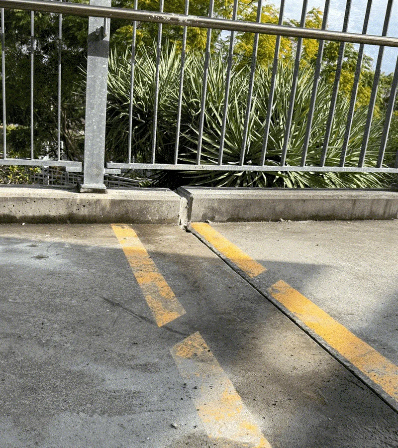 Same walkway relevelled with gap closed and surface flush