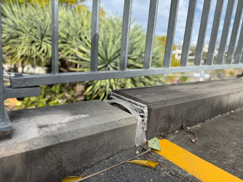 Uneven concrete footpath with incorrect crossfall at Roma Street Parkland