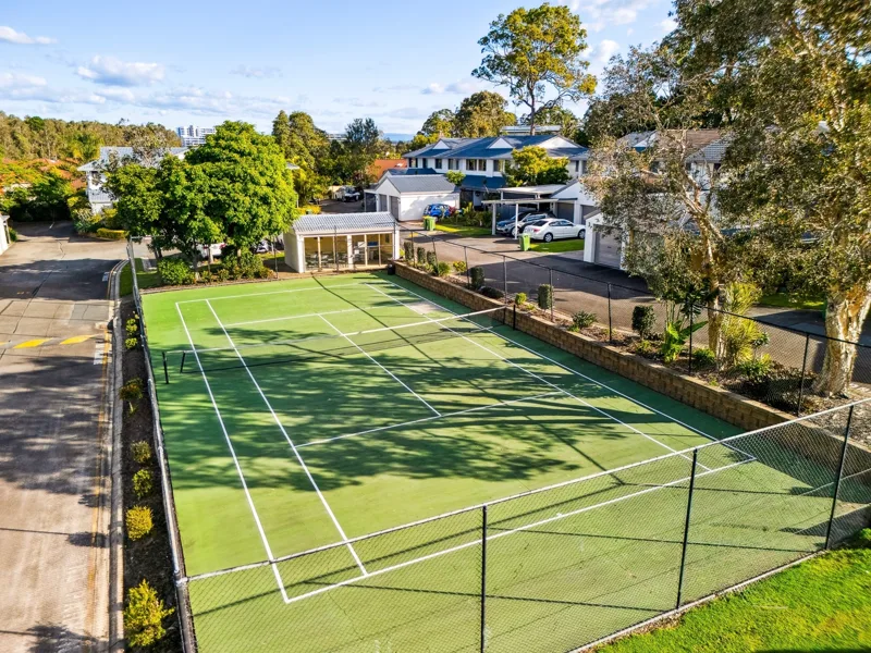 Relevelled tennis court at Runaway Bay after GeoPoly repair