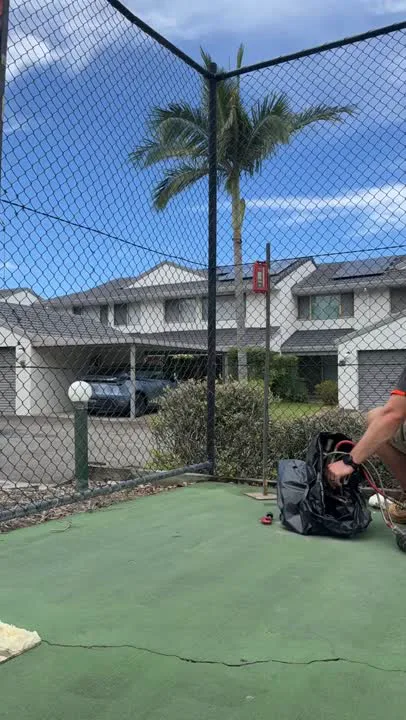 GeoPoly injection beneath sunken tennis court slab