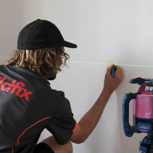 Laser monitoring equipment measuring pier and floor re-levelling in real time