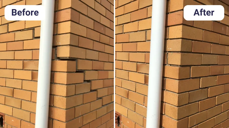 Foundation subsidence before and after relevelling