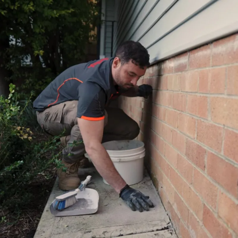 Patched drill holes after GeoPoly™ subsidence repair with clean site