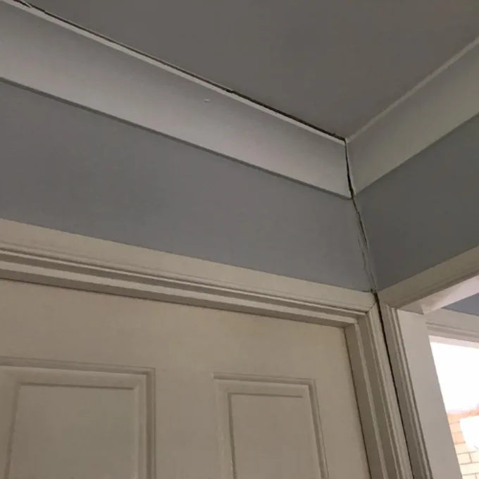Cornice separating from ceiling due to foundation movement below