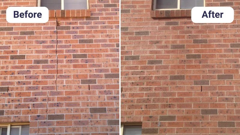 Brick archway crack before and after HelicalBar repair