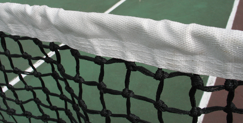 Close up shot of a tennis net