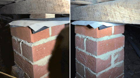 Brick foundation piers with damp-proof barriers prevent rising damp and subsidence.