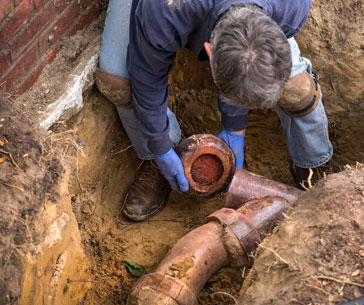 Broken pipe in urban area