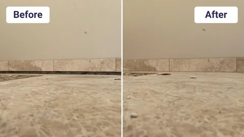 Floor and wall gap before and after GeoPoly foundation repair by Buildfix.