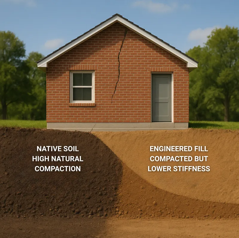 Wall cracks from differential settlement in a home
